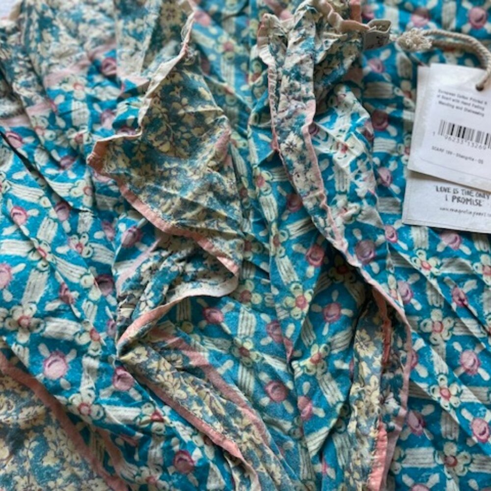 Magnolia Pearl Turquoise Floral Scarf - Picture 12 of 14